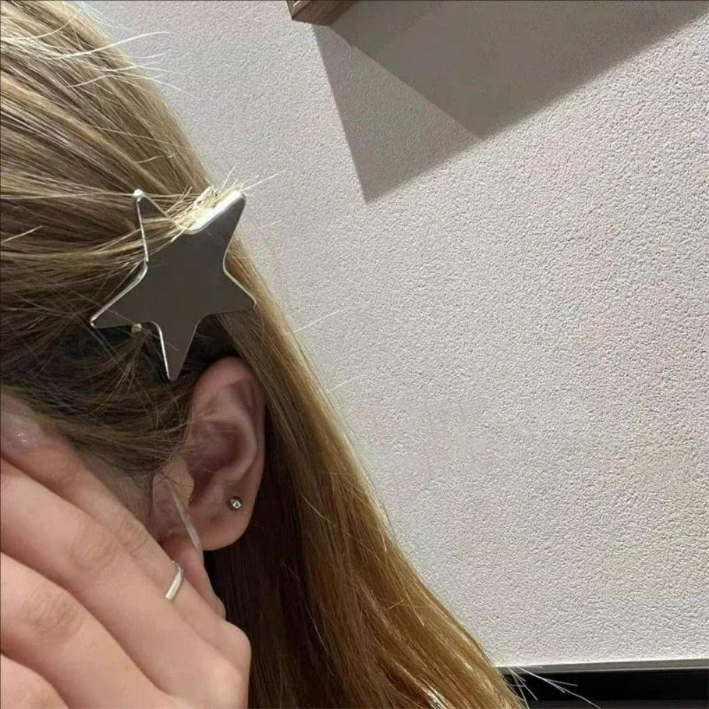 Creative Pentagram Hairpin Spicy Girl Metal Duckbill Clip Fashion Children Side Clip Daily