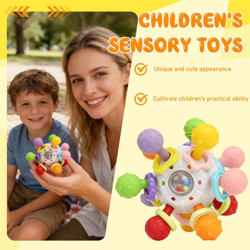 Hand Grip Ball Food Grade Silicone Teether Toys Chew Toys, Sensory Toys, Gifts For Learning Development