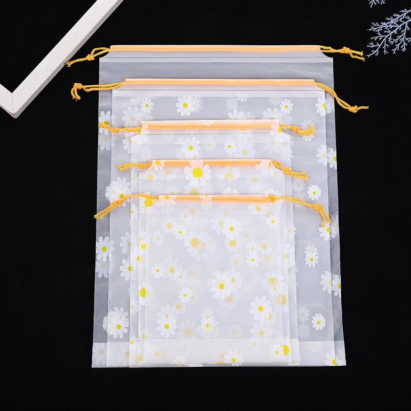 50PCS Waterproof Daisy Drawstring Bag Portable Travel Drawstring Towel Clothes Shoes Organizer Transparent Makeup Toiletry Bags