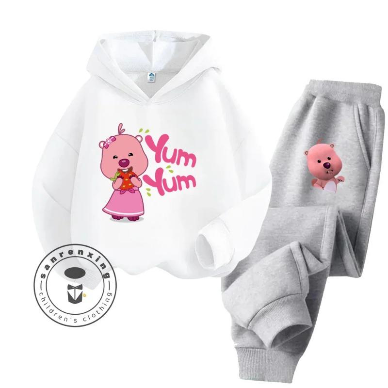 2025 Loppy Cartoon Innovative Creative Design Pure Cotton Hoodie Set Suitable for Children Outdoor Sports Essential Clothing