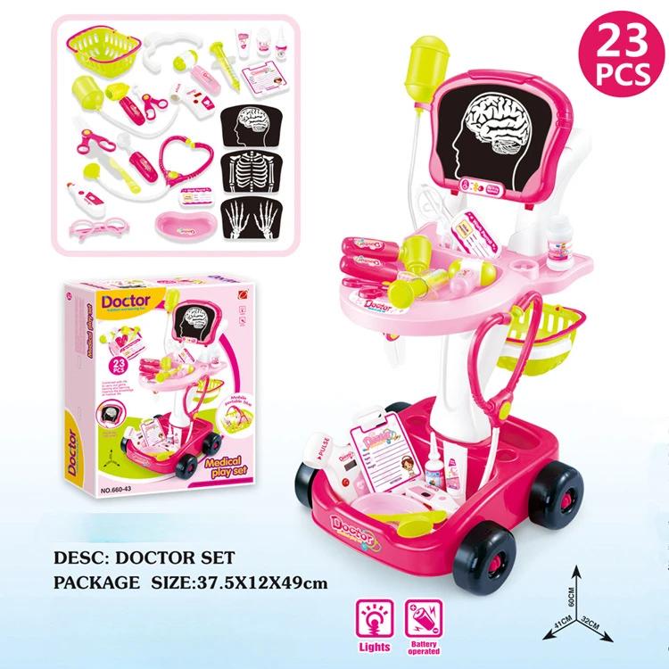 

Набор доктора со звуком и светом для детей, тележка доктора, игрушки для стоматолога для малышей, мальчиков и девочек, ролевые игры, набор доктора со стетоскопом красный
