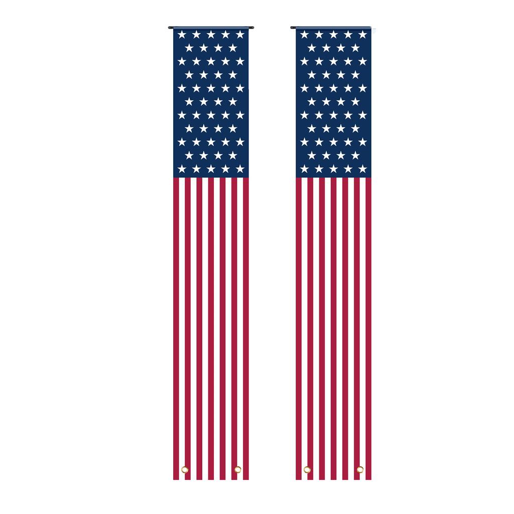 Vertical Set with Star and Stripe Pattern for Outdoor and Indoor Wall Hanging Decoration 2 Durable Fabric Material for Events and Celebrations