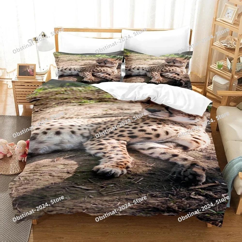 3D Black Panther Duvet Cover Set Black Leopard Bedding Set Safari Cheetah Animal Theme Pillowcase Quilt Full Queen Size Cover