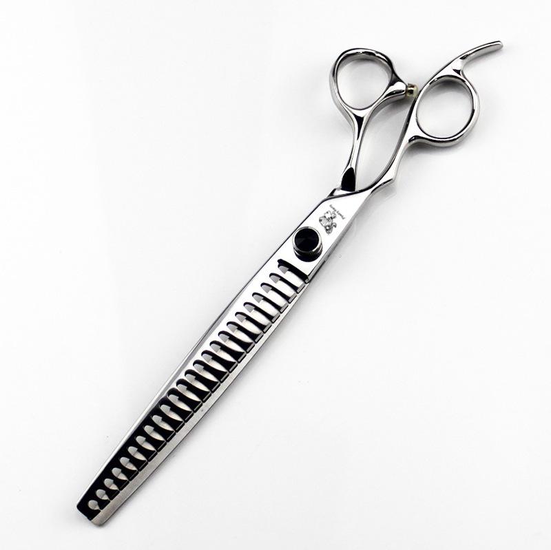 Purple Dragon 8 Left-Handed Fishbone Pet Grooming Shears with Bag Bright Blue Screw