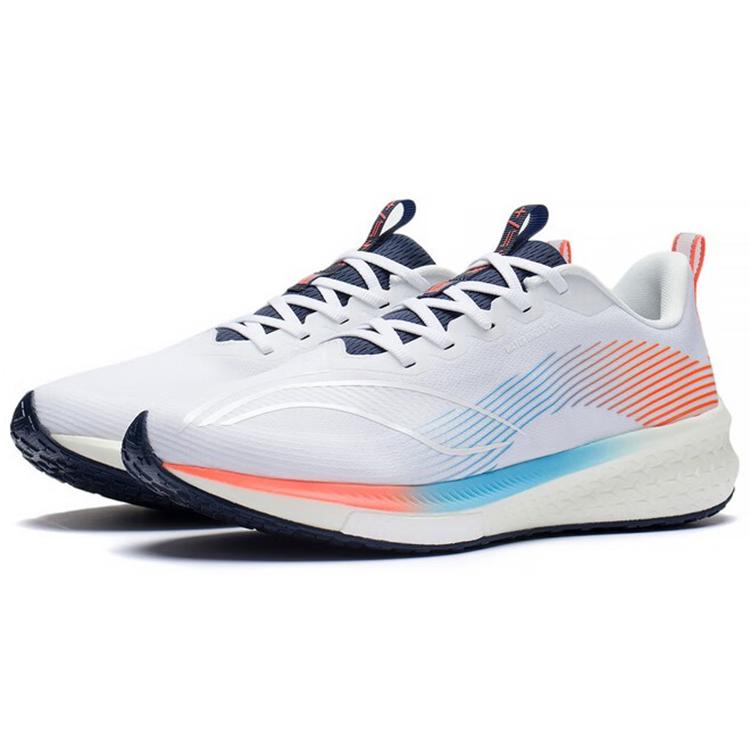 New LiNing Red Hare 5 Pro Cushioning Anti Slip And Wear Resistant Low Top Running Shoes Men's White Orange Blue ARMS025-2