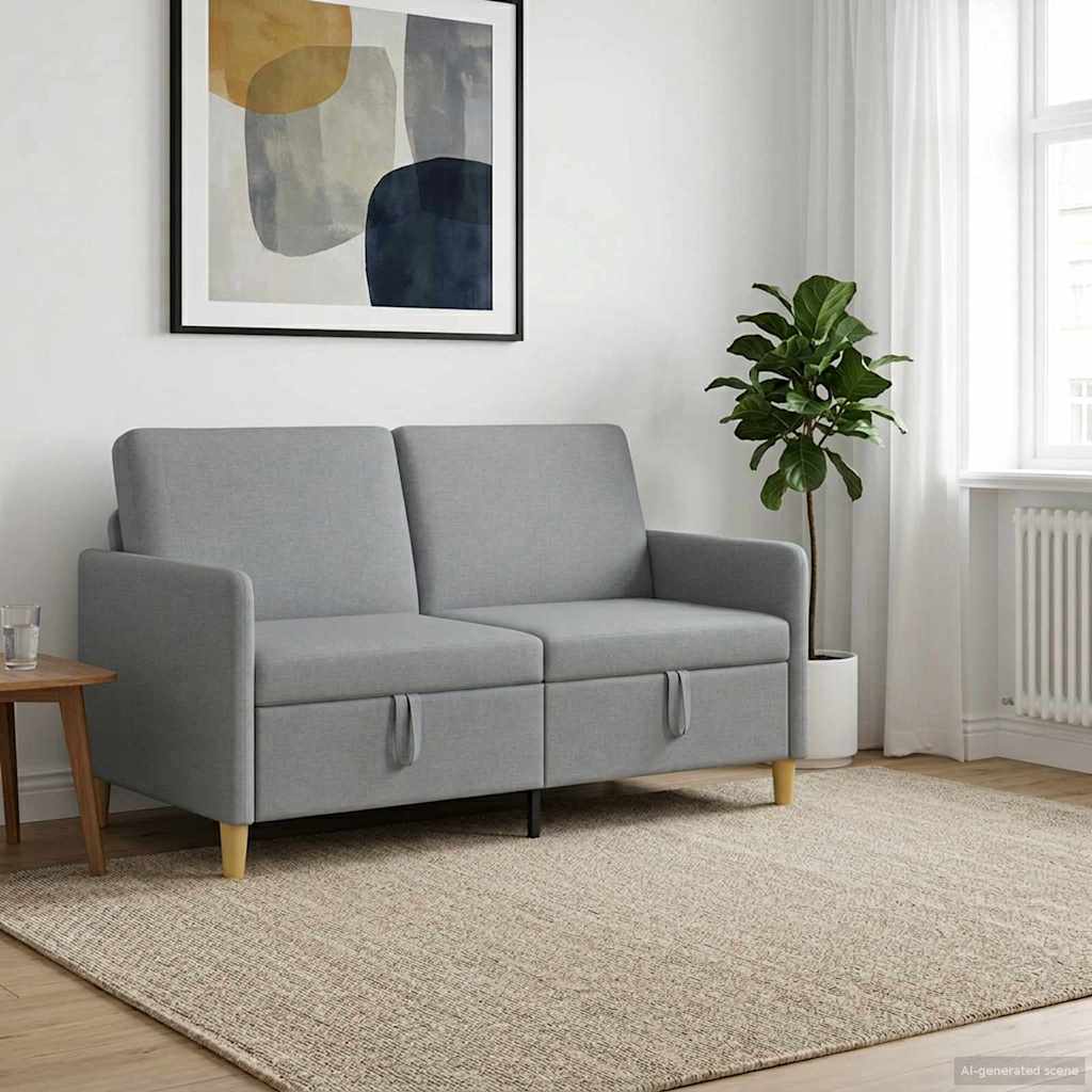 Storage Sofa in Light Grey 152 x 78 x 87 cm Polyester