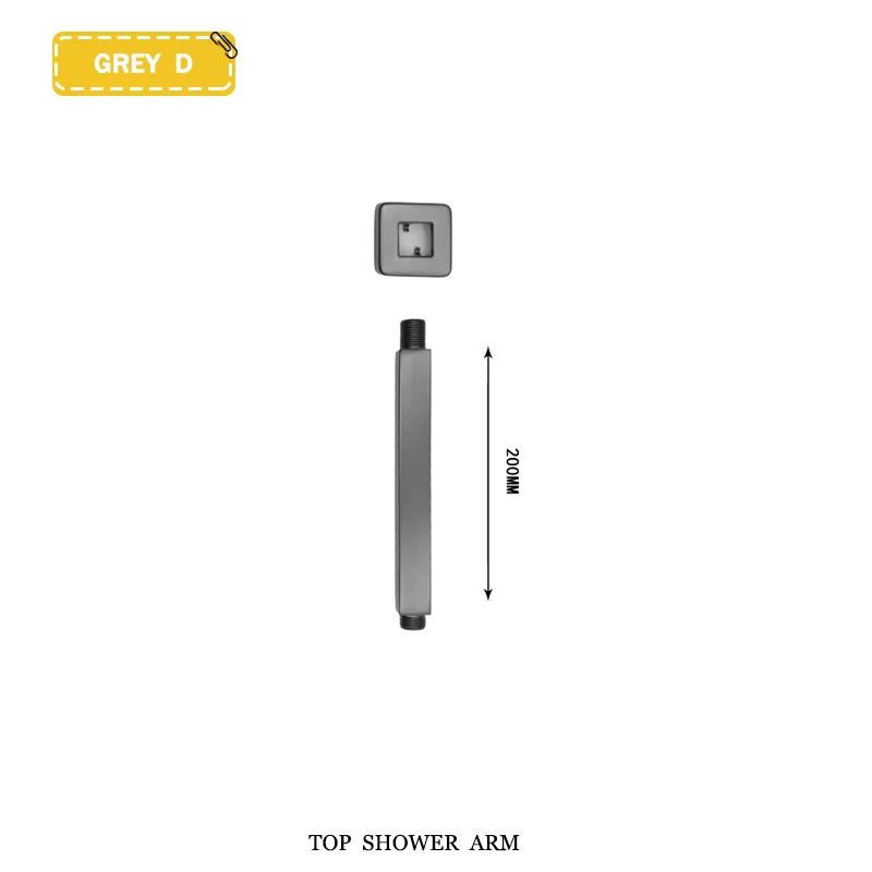 Black G1/2 Round/Square Shower Arm Bathroom Stainless Steel Ceiling Wall Mount Fixed Shower Bracket Faucet Replacement Parts