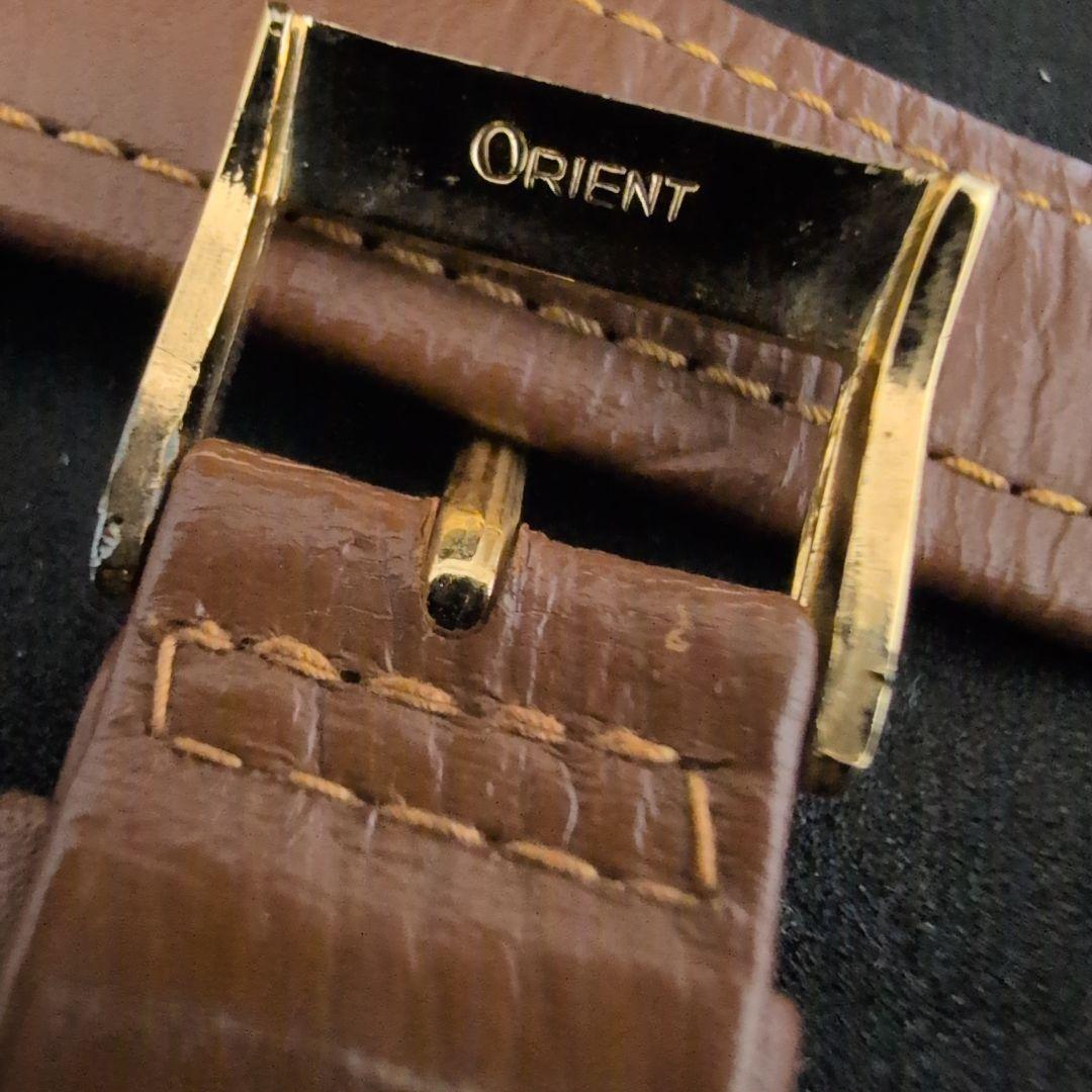 Orient buckle gold and leather belt brown set Orient stamp unused item