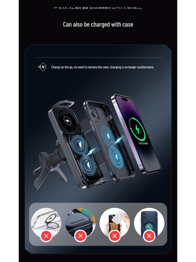 Foldable Screen Wireless Fast Charging Car Holder for Huawei & Samsung Z Fold 6
