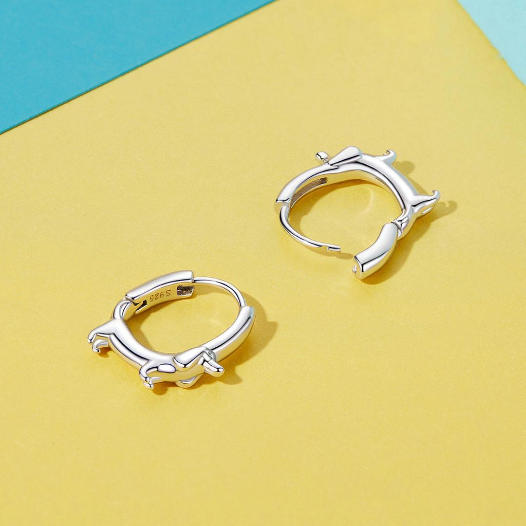 WOSTU Snake Dog Cat Ear Buckles Women 925 Silver Dachshund Hoop Earrings Girl Party Birthday Gift Minimalism Jewelry