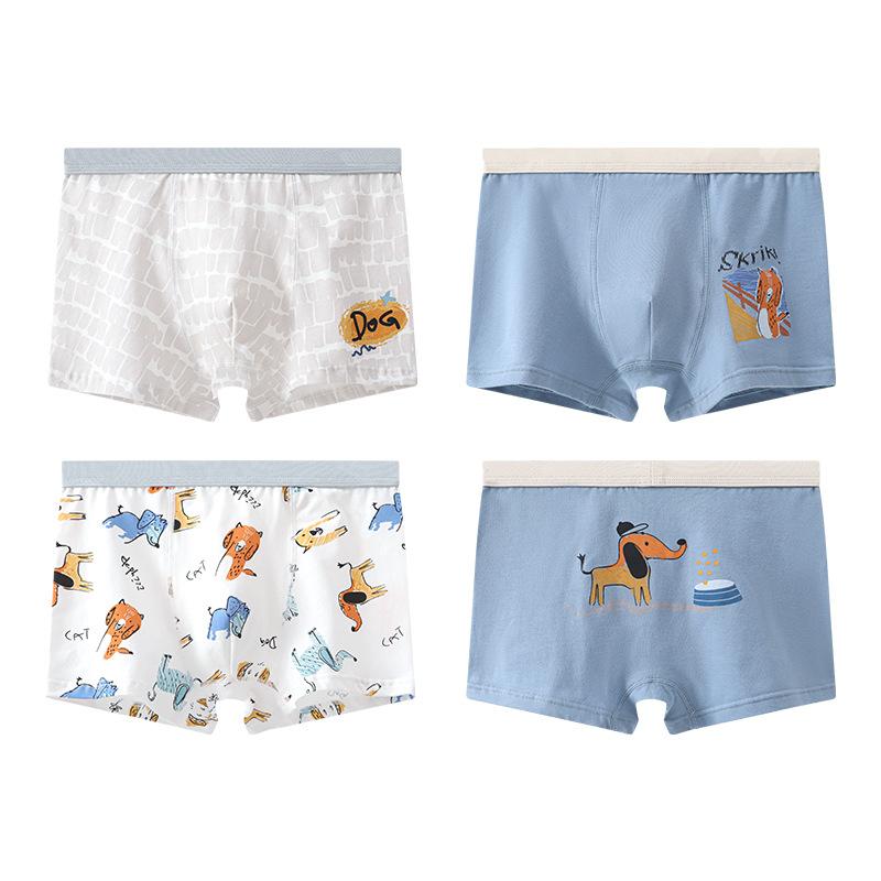 

4 Pcs Boys Cotton Underwear Soft Stretchy Boxer Shorts Breathable Kids Briefs M TO 4XL M