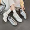 ~ Retro Women's Velcro Ballet Single Shoes Round Head Casual Sports Little White Shoes Women's Single Shoes