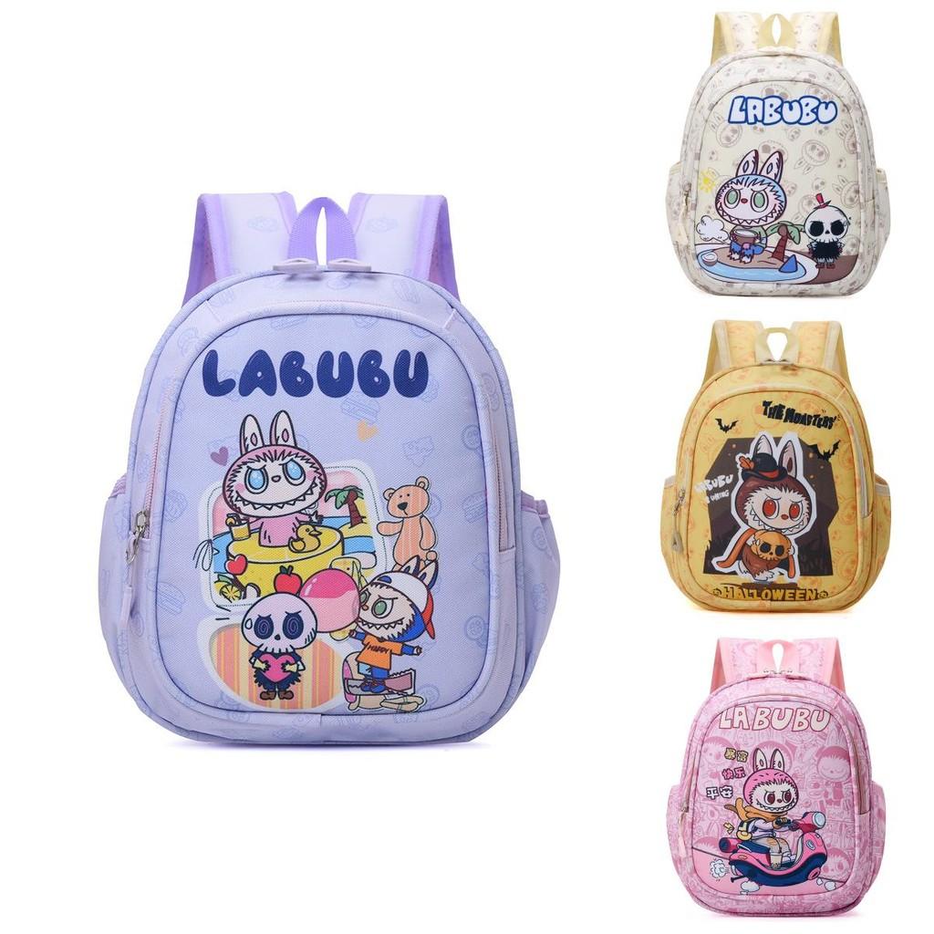 Adorable Cartoon Labubu Children's Backpack Lightweight Nylon Preschool Dual Purpose Design