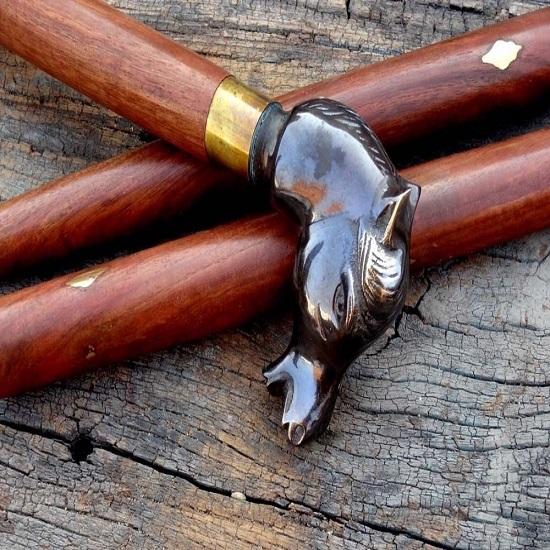 Victorian Solid Brass Antique Horse Designer Handle Vintage Walking Stick Cane