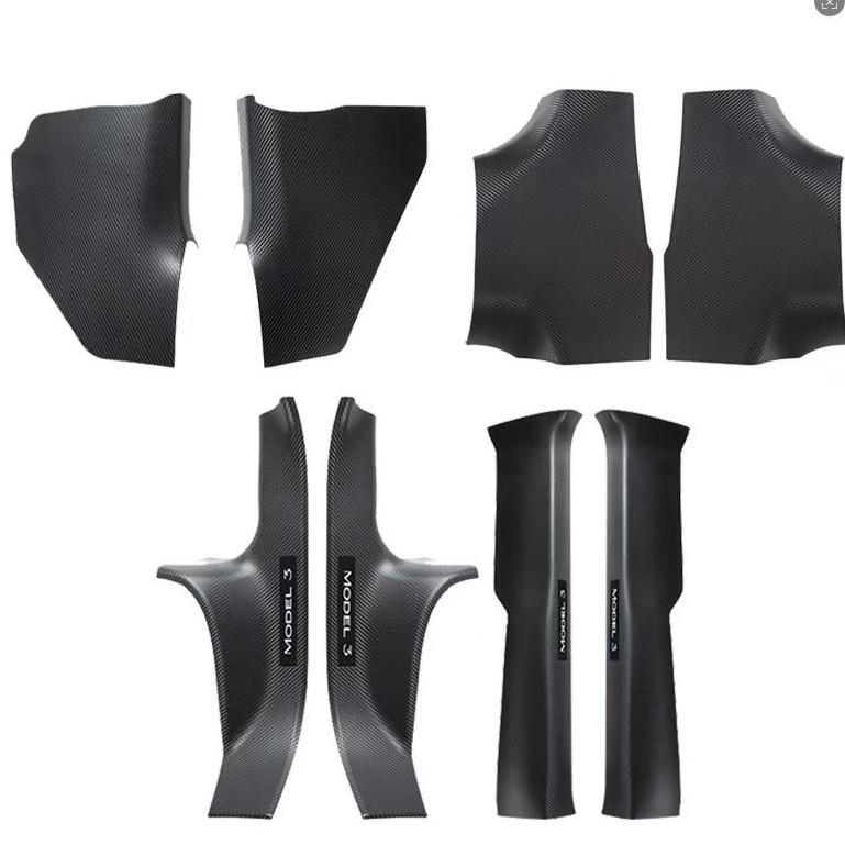 Tesla Model 3 Door Sill Strips - Laser Engraved Carbon Fiber Welcome Pedal Protectors