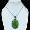Green Copper Turquoise Pendant, 999 Copper Wire Wrap Tree Of Life Gemstone Jewelry, Handmade Pendant Amazing Jewelry, Gift For Her