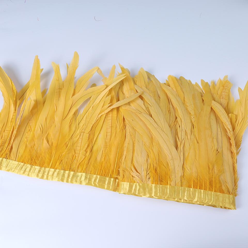 Rooster Feather Trims 2M Rooster Cock Tail Feather Fringes DIY Handicrafts for Clothes Ribbon Carnival Accessories