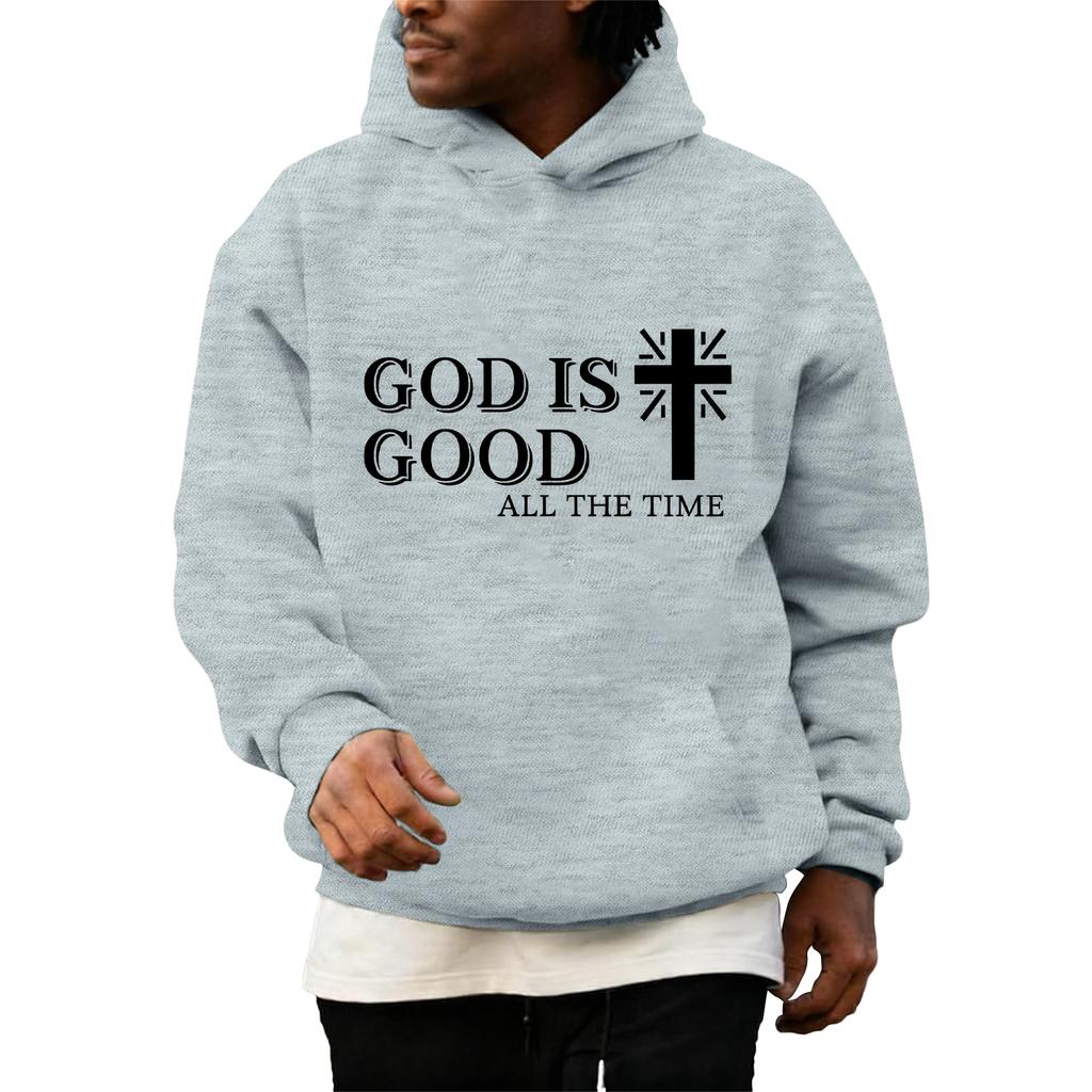 Sweatshirts For Men Christ Cross Pullover Hoodie Inspirational Graphic Long Sleeve Sweatshirt
