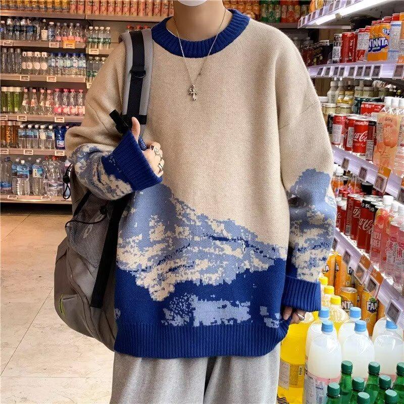 Men s Harajuku-Style Snow Mountain Sweater: Trendy, Loose, and Warm for Autumn & Winter M
