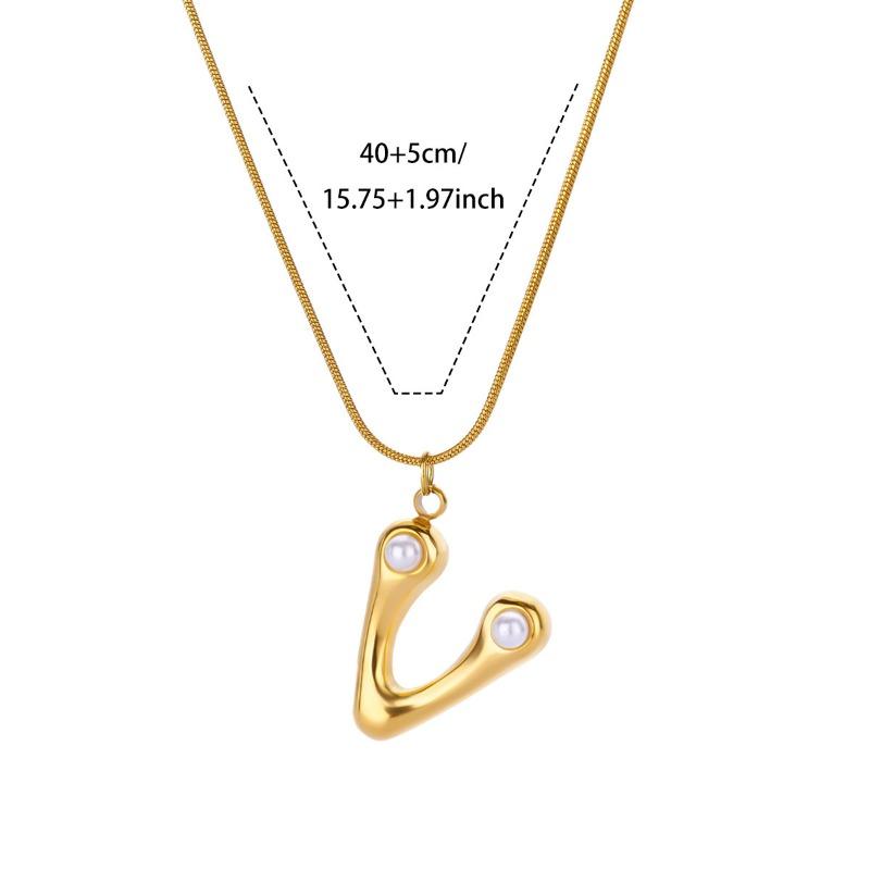 Vintage Stainless Steel Glossy Letter Necklace Female Zircon Cute Bubble English Letter Pendant Necklace New
