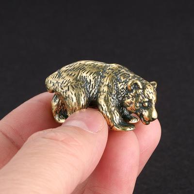 Artesanías de Oso 3D de Latón Decoración Estatua de Animal Pequeño Figurilla 4 x 2.1 cm Cobre Coleccionable para