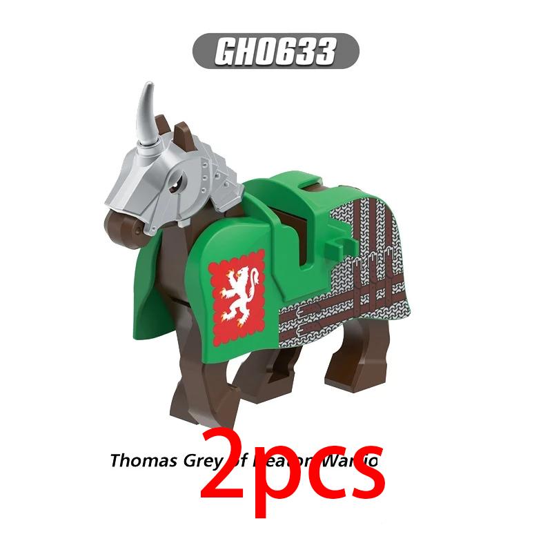 Mittelalterliche Militärburg Ritter Bausteine Reitpferd Wolf Bär Elefant Tier Weste Waffe Fahne Sattel Spielzeug Ziegelstein Geschenk A06