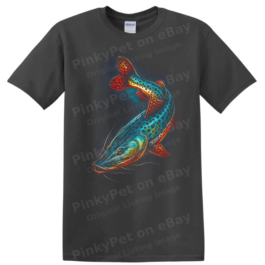 Colorful Fish Graphic T Shirt Creative Aquatic Design Fishing Lover Tee