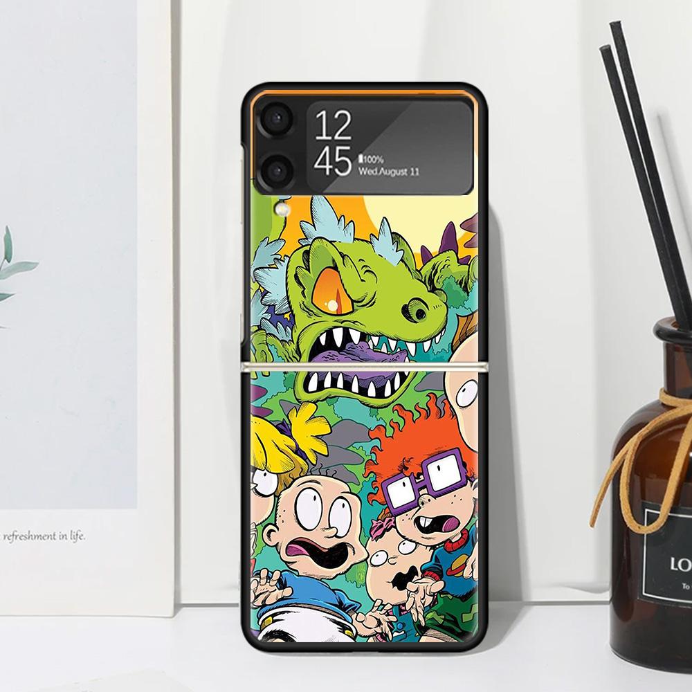 Cartoon R-Rugrat Phone Case For Samsung Galaxy Z Flip 7 Flip7 Zflip 6 Flip6 5 Flip5 4 Flip4 3 Flip3 5G Fundas Black Cover Galaxy