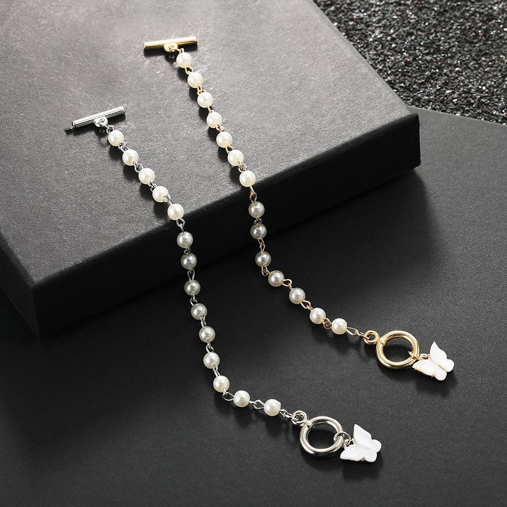 Pearl one-word buckle butterfly bracelet temperament fashion ins versatile birthday gift bracelet for girlfriends