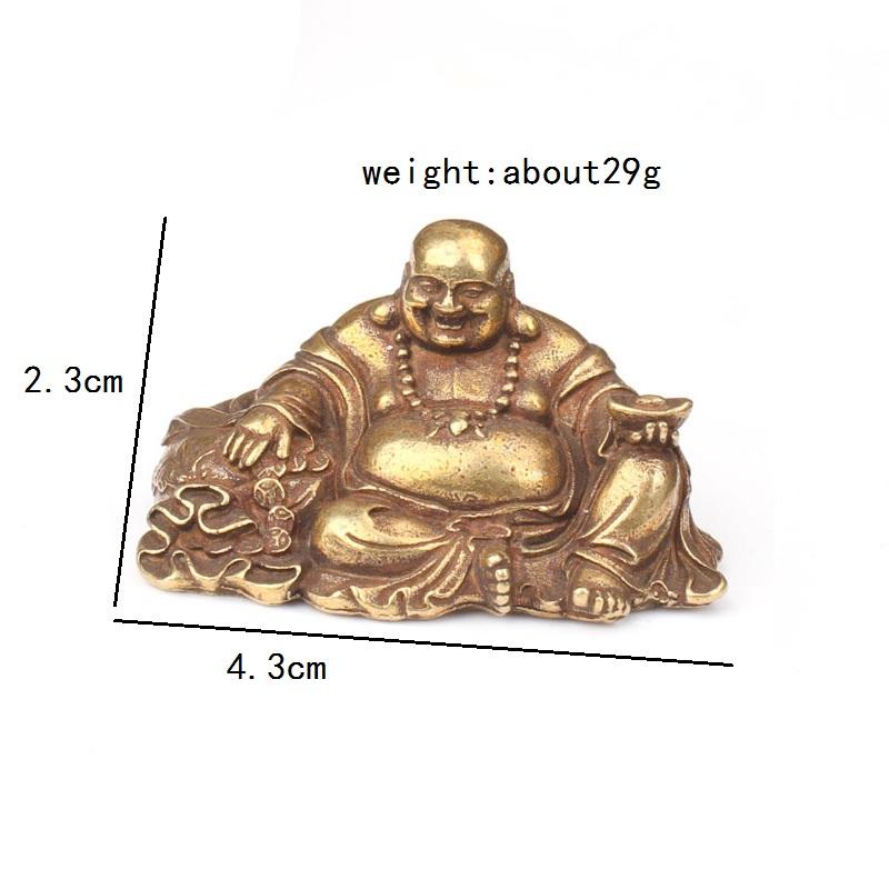 Antikk Bronse Stor Mage Lachende Maitreya Buddha Statue Skrivebord Kobber Ornament Håndverk Messing Miniatyrfigurer Hjemmedekorasjoner