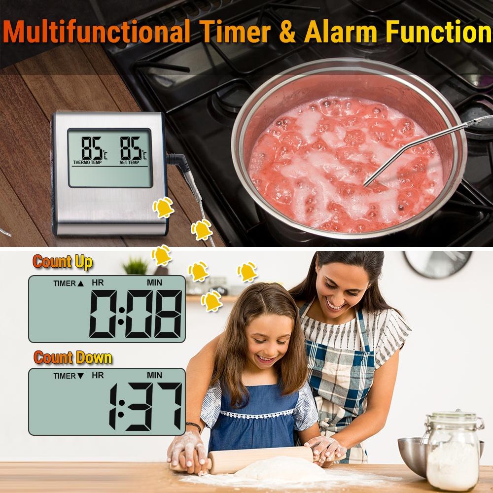 Digital Barbecue Meat Thermometer for Oven Thermomet with Timer Meat Probe Cooking Kitchen Thermometer for Meat Food Thermometer