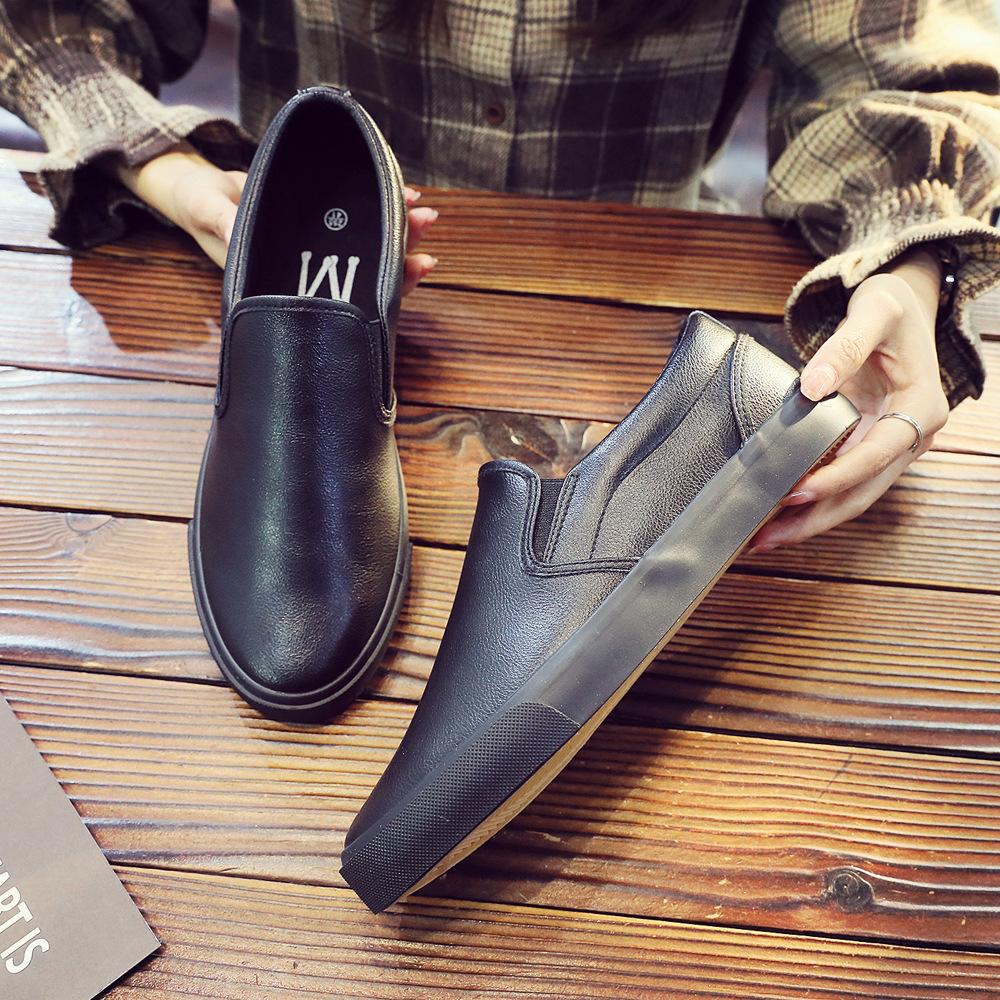 Schwarze wasserdichte Freizeitschuhe aus Mikrofaser für Herren und Damen mit flacher Sohle und weicher Sohle, verschleißfeste, rutschfeste Turnschuhe für Herren_voghion.com