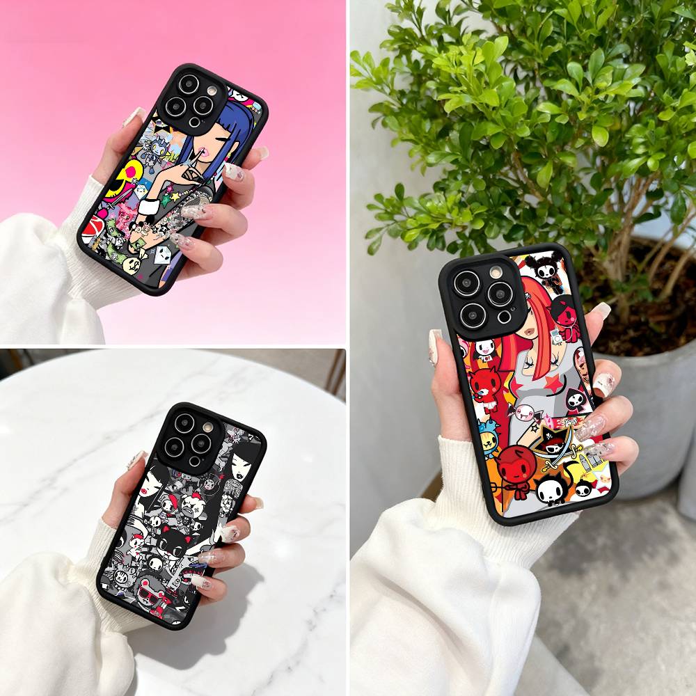 Japan Tokidokis For iPhone 17 16 15 14 13 12 11 Pro Max Plus Black Full Coverage Soft Funda Silicone Cover