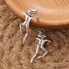 Unique Silver Color Metal Three-dimensional Character Clip Earrings for Women Creative Retro Earrings Jewelry
