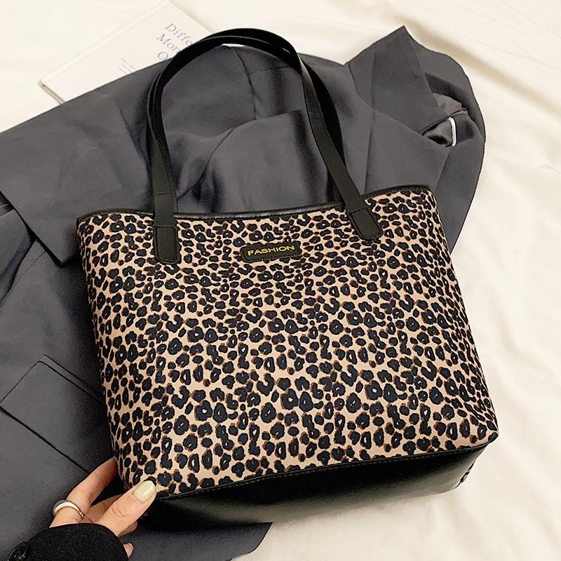 New Popular New Large Capacity Commuter Bag Leopard Print Bag Fashion Patchwork Single Shoulder Women's Tote Bag