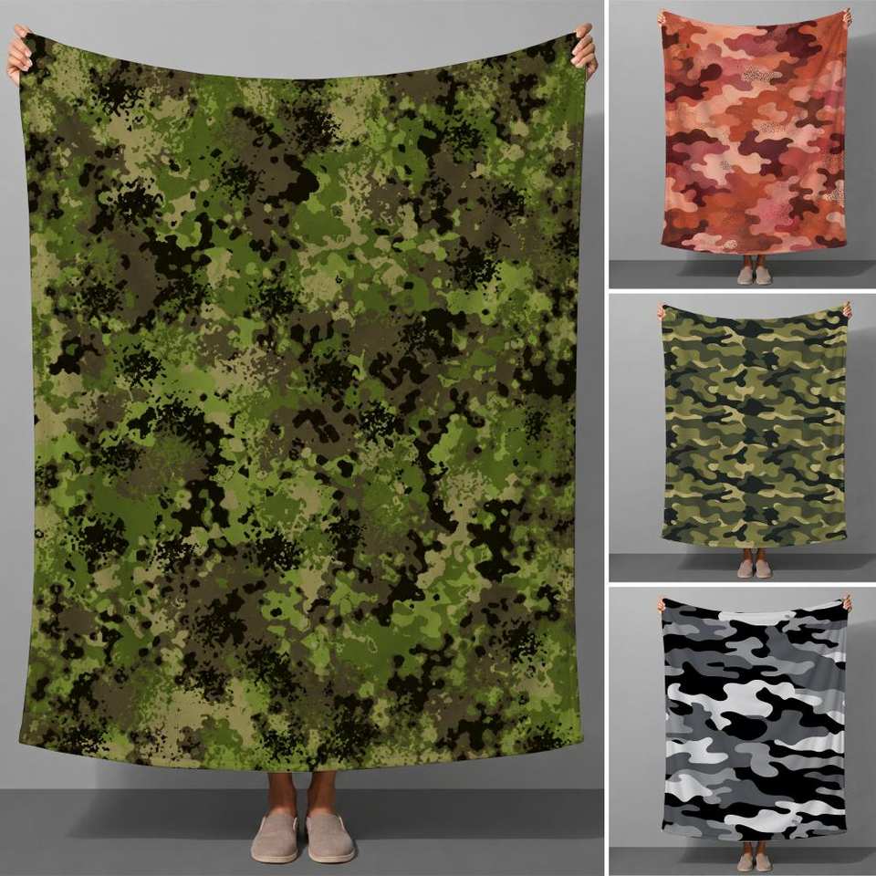 Modern Colorful Camo Graphic Pattern Aesthetic Throw Soft Flannel Throw Blanket for Couch Bed Sofa Warm Cozy All Season