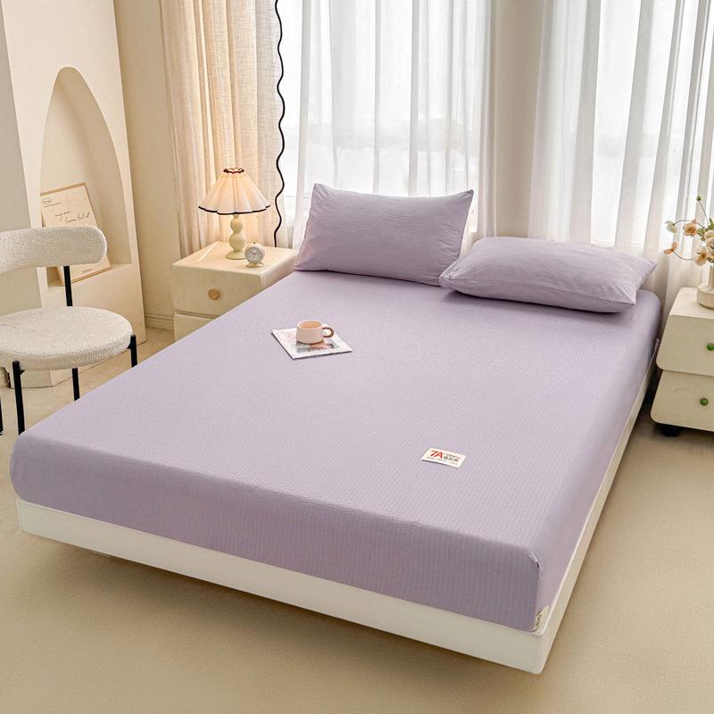 Class A Solid Color Double-Layer Crinkled Gauze Fitted Sheet - Naked Sleep Friendly & Machine Washable