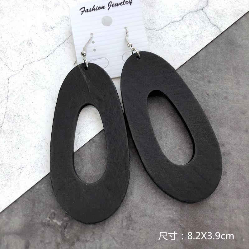 Bohemian Wood Earrings Women's Personality Exaggerated Print Flower Stud Earrings Vacation Versatile Temperament Earrings