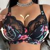 Plus‑Size Sexy Bra with Printed Lace U‑Shape Lifting Beauty‑Back Women Lingerie