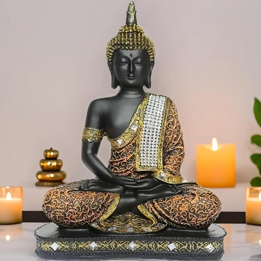 New Limited Edition 25 Centimetre Meditating Sitting Buddha Idol Statue showpiece Home Decor Decoration Items for Living Room and Gifts