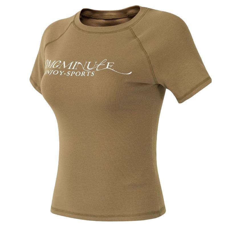 

Женский летний облегающий костюм для йоги с круглым вырезом - футболка для бега для профессиональных тренировок, утягивающая спортивная одежда для фитнеса с коротким рукавом Medium