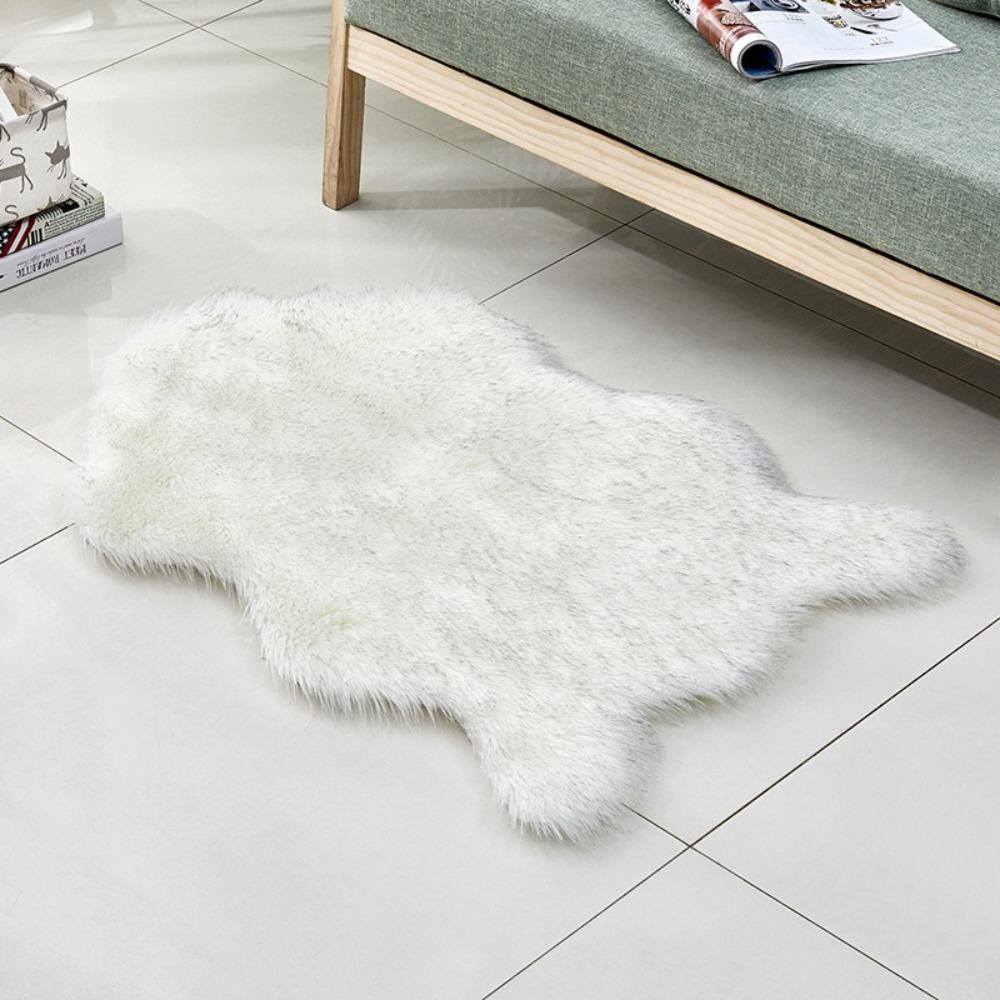 Soft Imitation Wool Bedside Rug Fluffy Shaggy Floor Protection Long Plush Rug Washable Home Decor Bedroom Carpet Bedroom