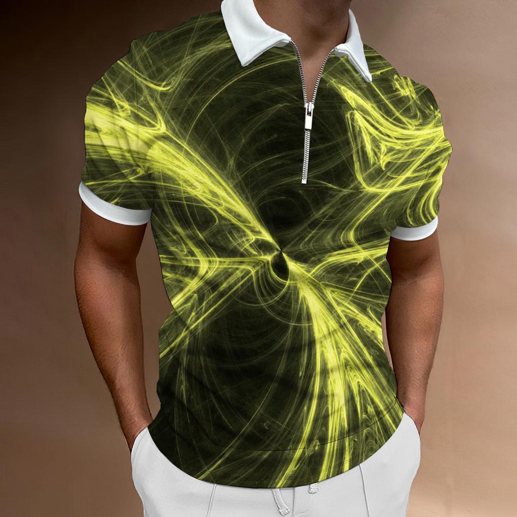 Men's Printed T-shirt, Short Sleeved Polo Shirt, Luxurious Style, Quick Drying, Oversized Top