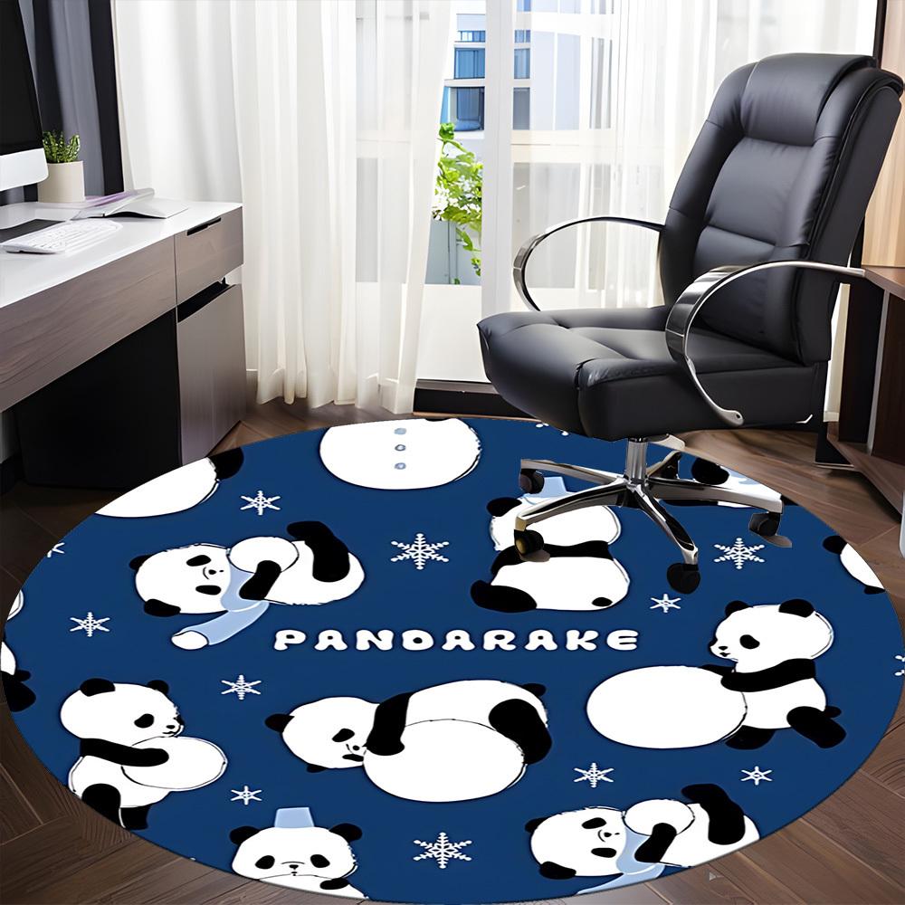 1pc Panda Snowflake Office Round Area Rug, Indoor Mat Suitable For Office, Under Office Chairs Bedroom Living Room Home Decor, Room Deco