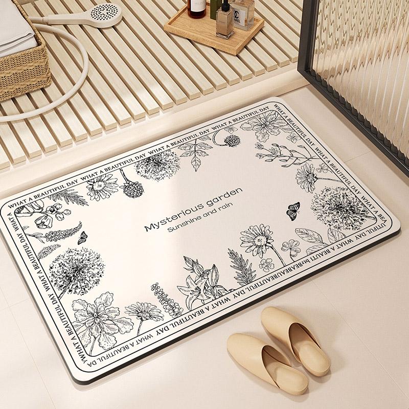 

Коврик для ванной комнаты из диотомита в стиле ретро, впитывающий коврик для ног, быстросохнущий, нескользящий, коврик для душа, туалетный коврик, моющийся 40cmx60cm