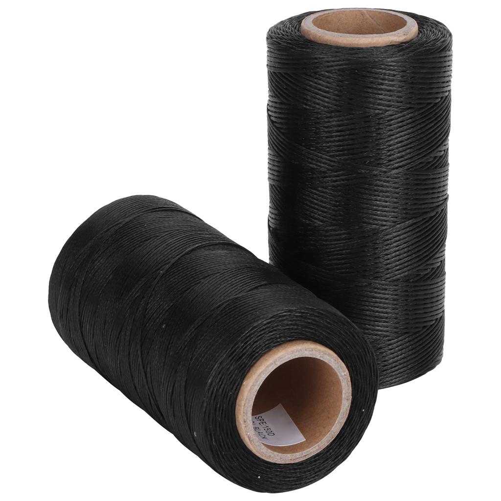 2 Rolls Waxed Thread Leather Sewing Stitching String Accessories DIY Handicraft Black
