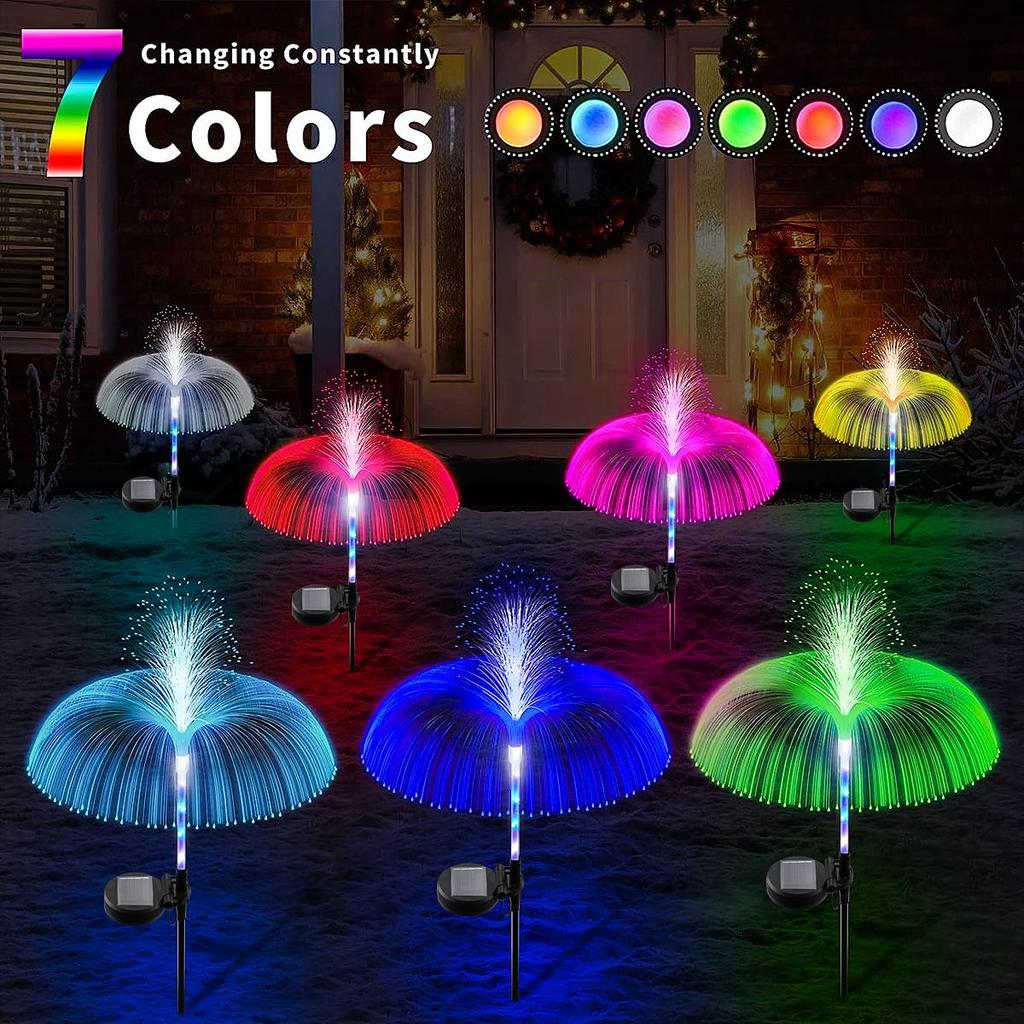 2pcs Jellyfish Shaped Solar Garden Lights 7 Color Variations