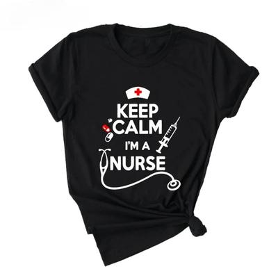Keep Calm Nurse Printed Short Sleeve Black Women T-shirt Girl Vintage Tops Tee Female Harajuku Clothing Streetwear Harajuku Y2k