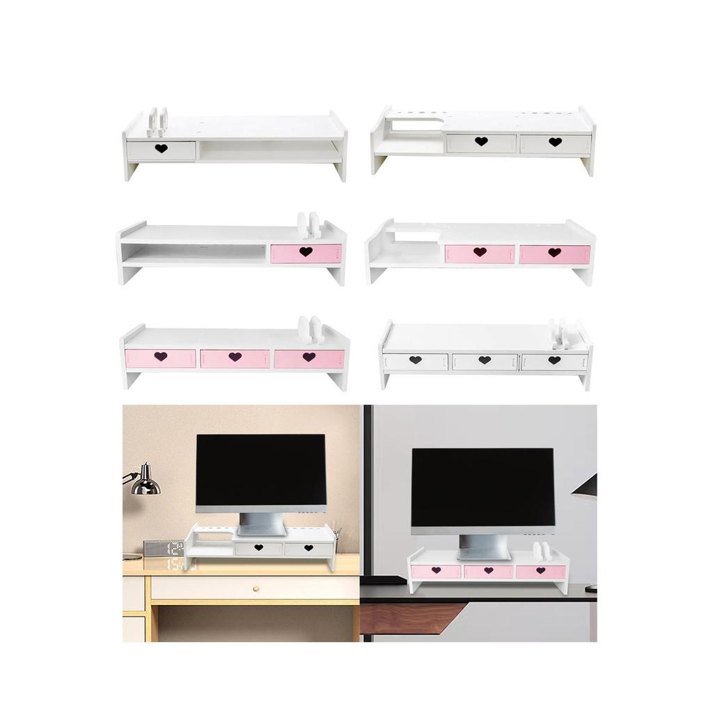 Computer Heightened Shelf Table Storage Rack with Drawer Monitor Stand Riser