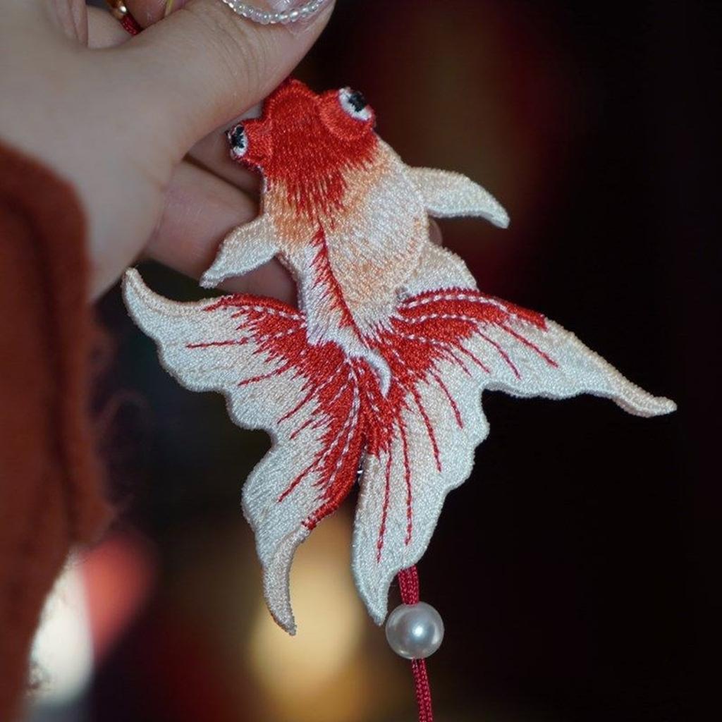 Vintage Tassels Pendant Embroidered Fish Decoration Car Hanging Ornament Handmade Crafts Hanfu Costume Accessories